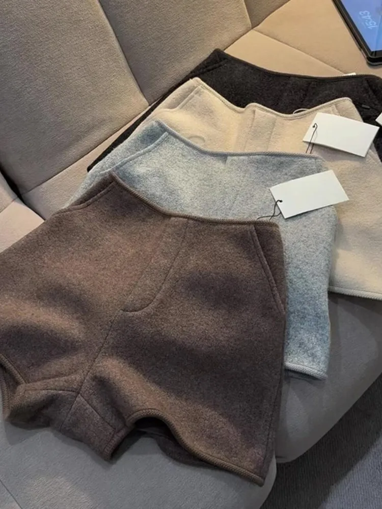 

Faionable High Waist Knitted Woolen ort Pants Women's Casual Slimming Outerwear Autumn Winter Straight Leg Trousers