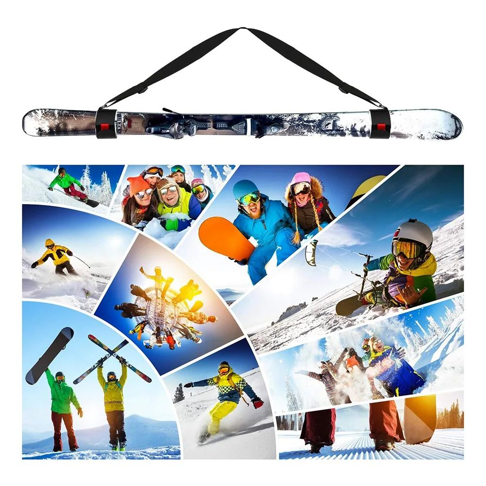 Ski And Pole Carrier Straps Adjustable Shoulder With Cushioned Fastener Tape Strap Loop