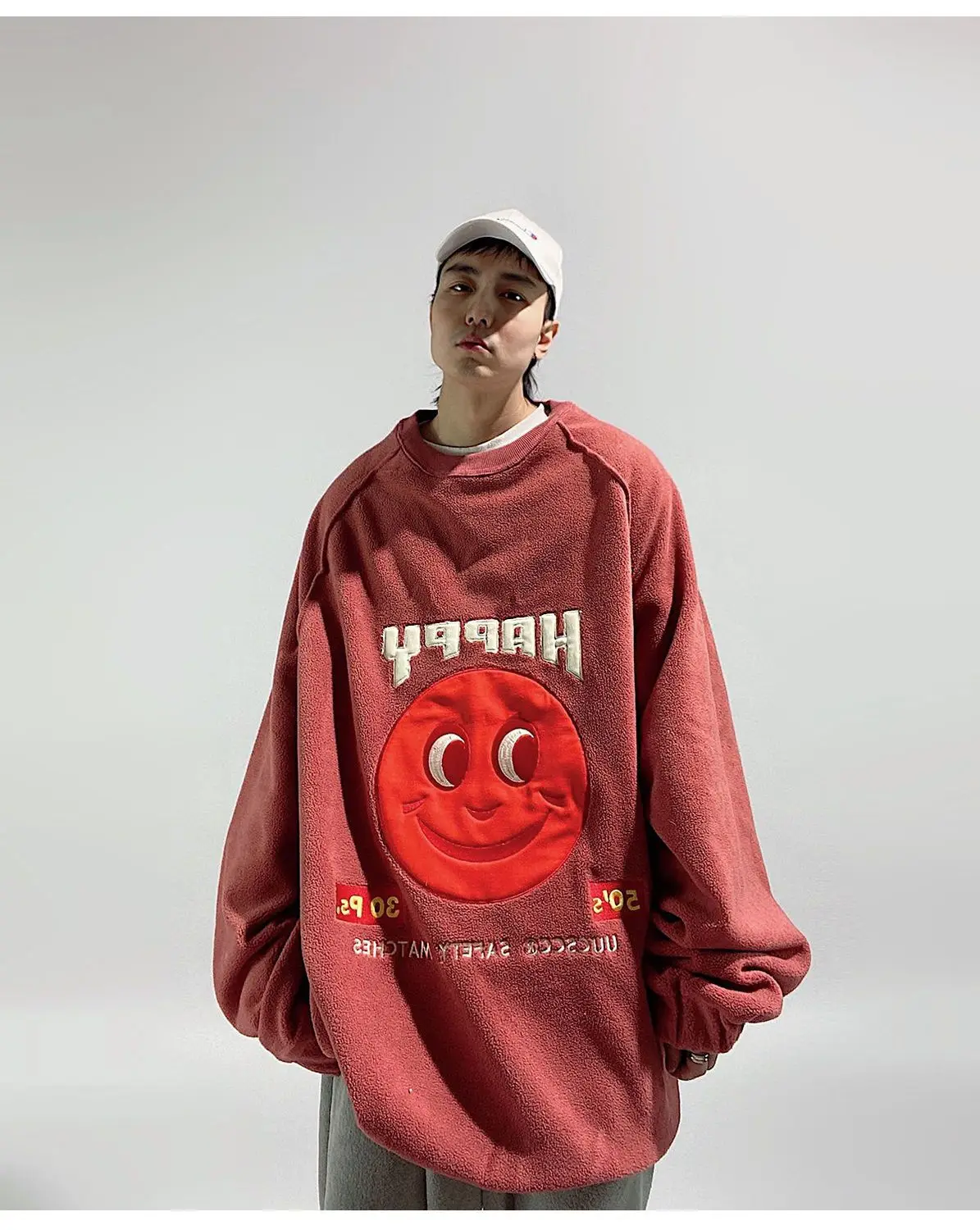 1:1 Oversized Pullover Winter Smile Face Sweatshirts Plus Hoodies Thick Pullover Tops Turtleneck Warm Sweatshirt 2022 New