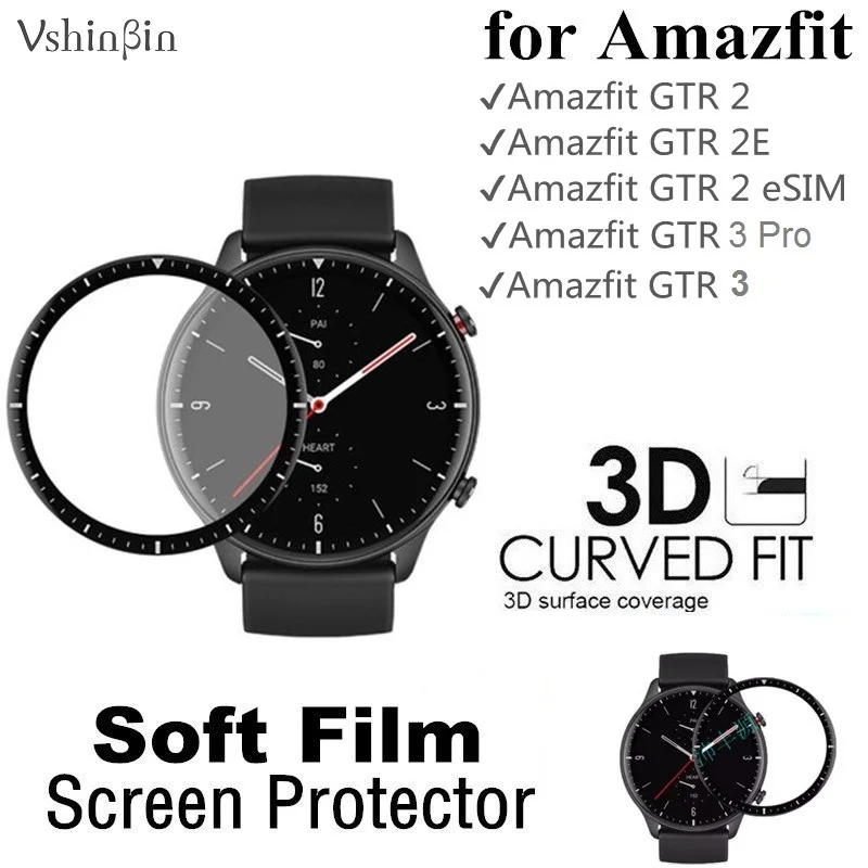 

100PCS 3D Curved Soft Screen Protector for Amazfit GTR 3 Pro Smart Watch Full Cover Protective Film for Amazfit GTR 2e eSIM