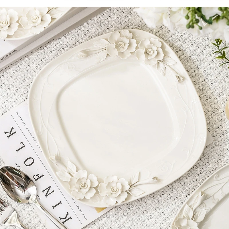 

Handmade ceramic dining plates Dessert Hotel restaurant Spaghetti steak