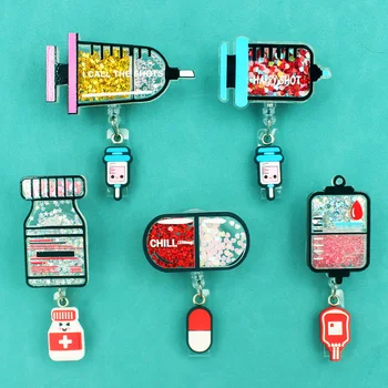 جديد لامعة اللوازم الطبية معاطف للأطباء والممرضات نمط تدوير كليب قابل للسحب شارة بكرة حامل بطاقة المعرض أجزاء بطاقة الاسم