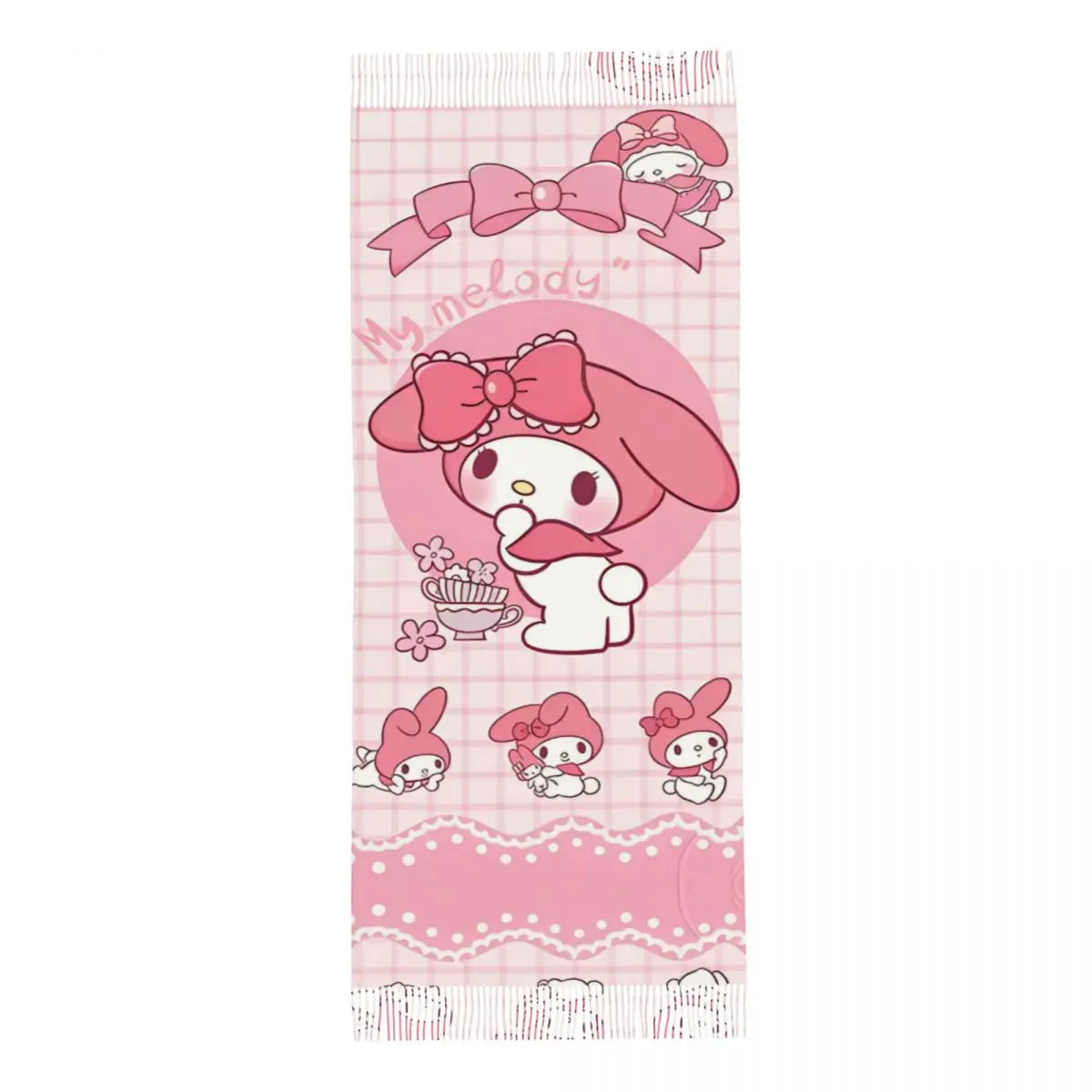 My Melody-chal de dibujos animados para mujer, bufanda larga grande y cálida para invierno, chal de Pashmina