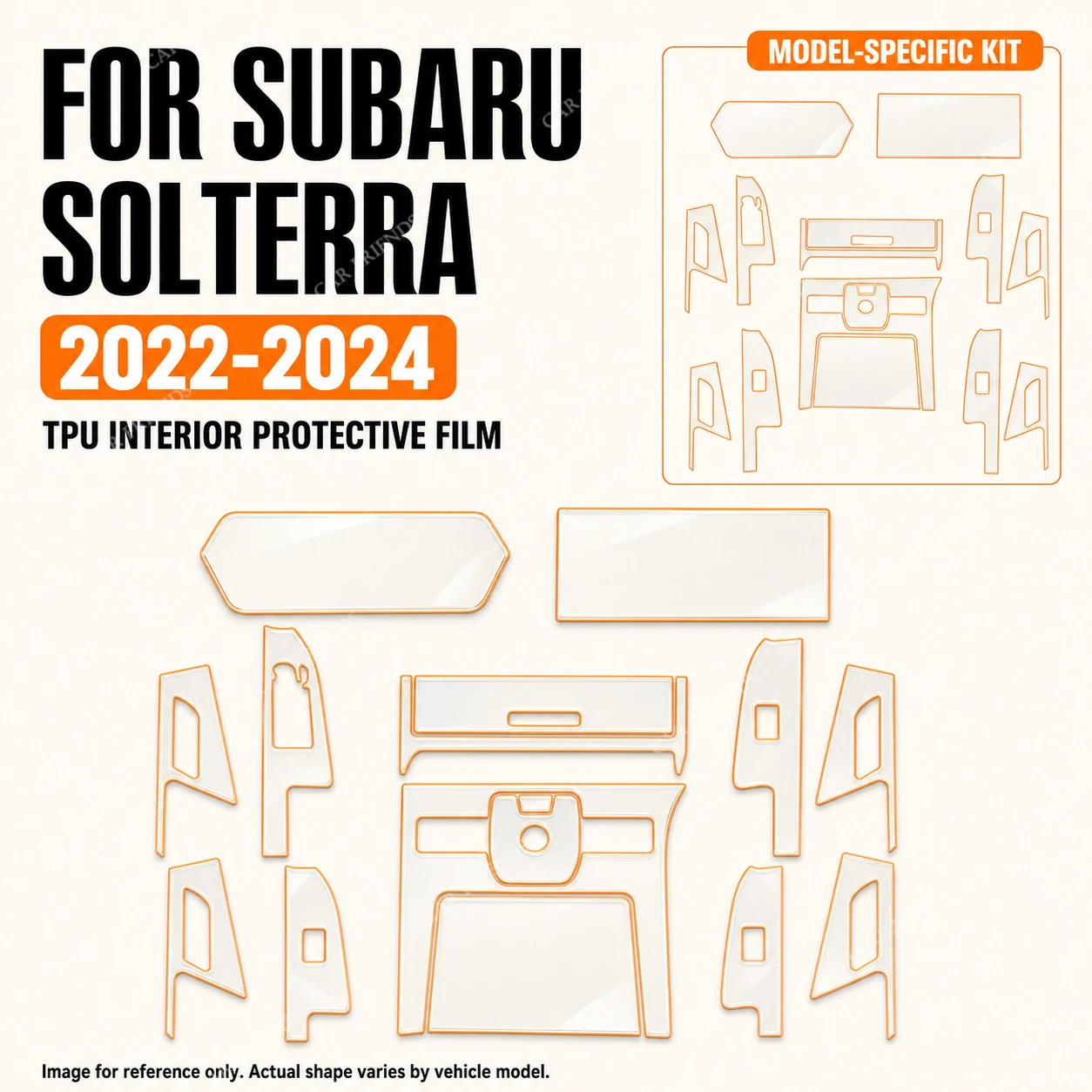 For Subaru Solterra 2022-2024 Transparent TPU Interior Protective Film Dashboard Screen Center Console Armrest