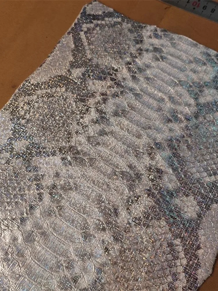 محفظة جديدة ملحقة ذاتية الصنع مادة جلد الثعبان بالليزر الملونة قطعة جلدية أصلية ناعمة من نسيج الجلود #5