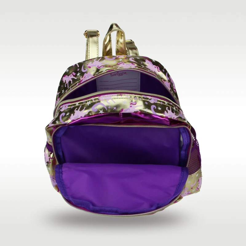 Austrália smiggle mochilas jardim de infância mochila meninas bebê mochila de pelúcia crianças unicórnio dourado 1 2 3 4 anos 11 polegada