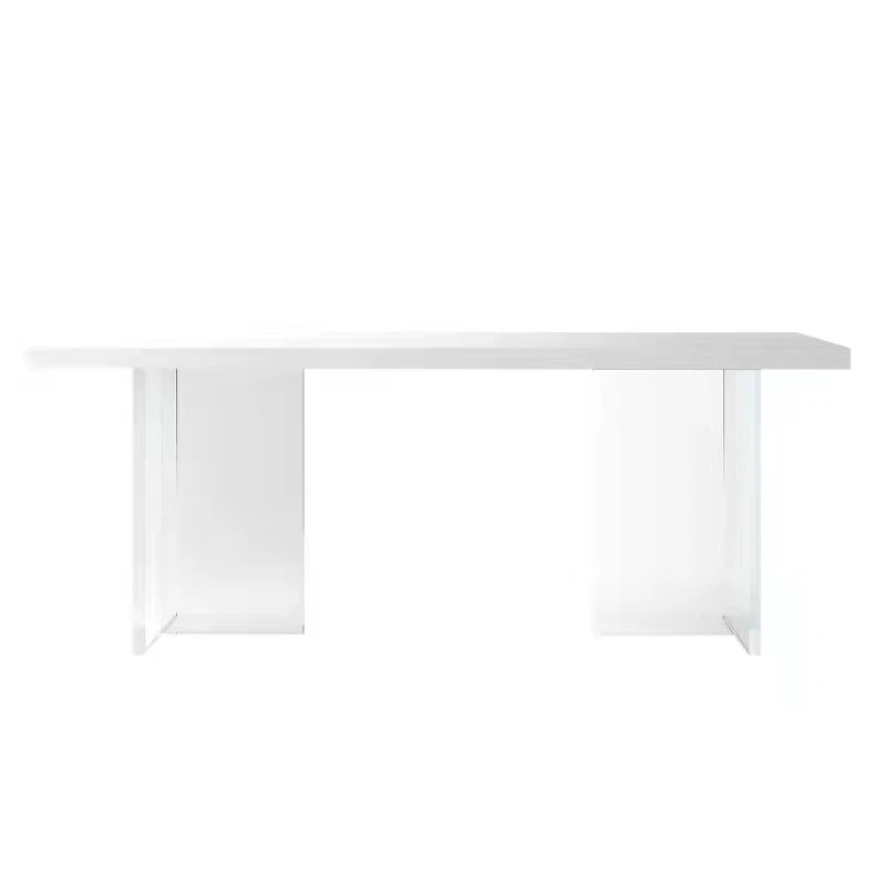 

Slate dining table, simple island, household rectangular, pure white acrylic transparent table