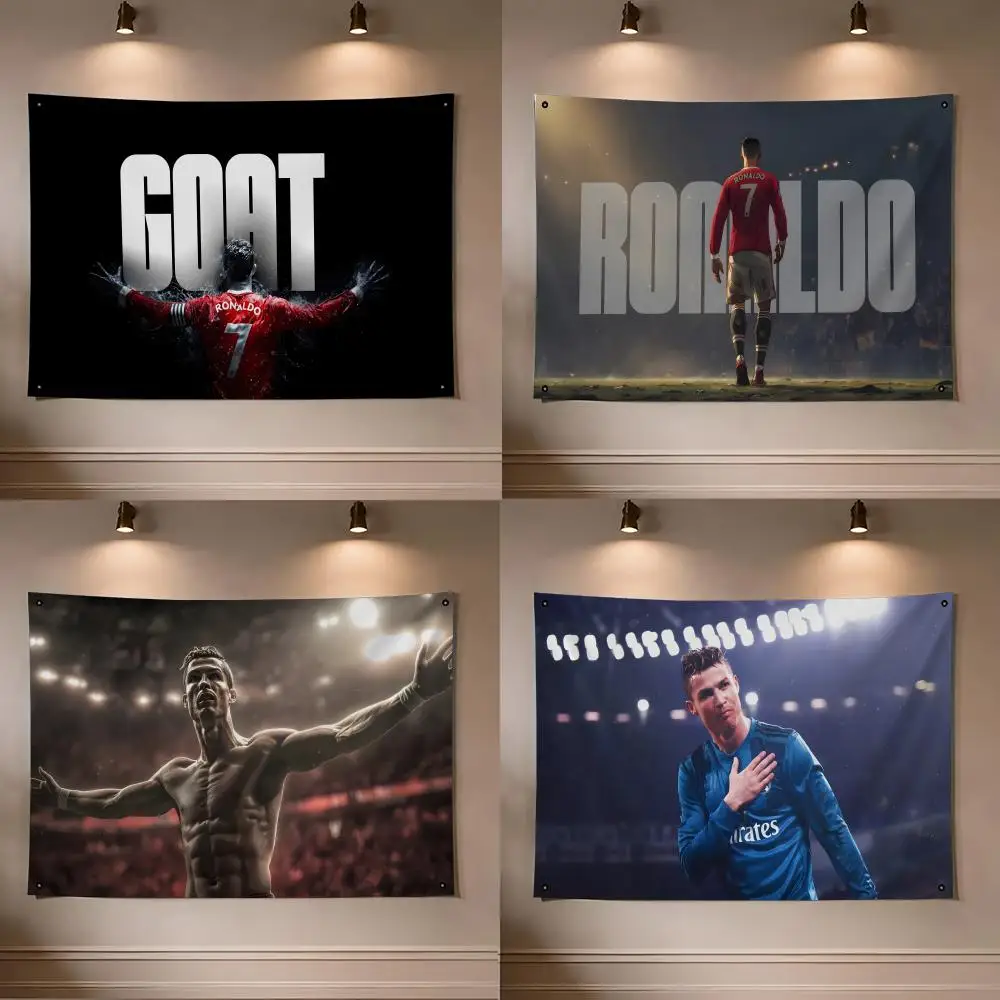 Football CR7 R-Ronaldos Flags flag For Room Dorm Camping Picnic Art Style Garage Bar wall Decoration Banner