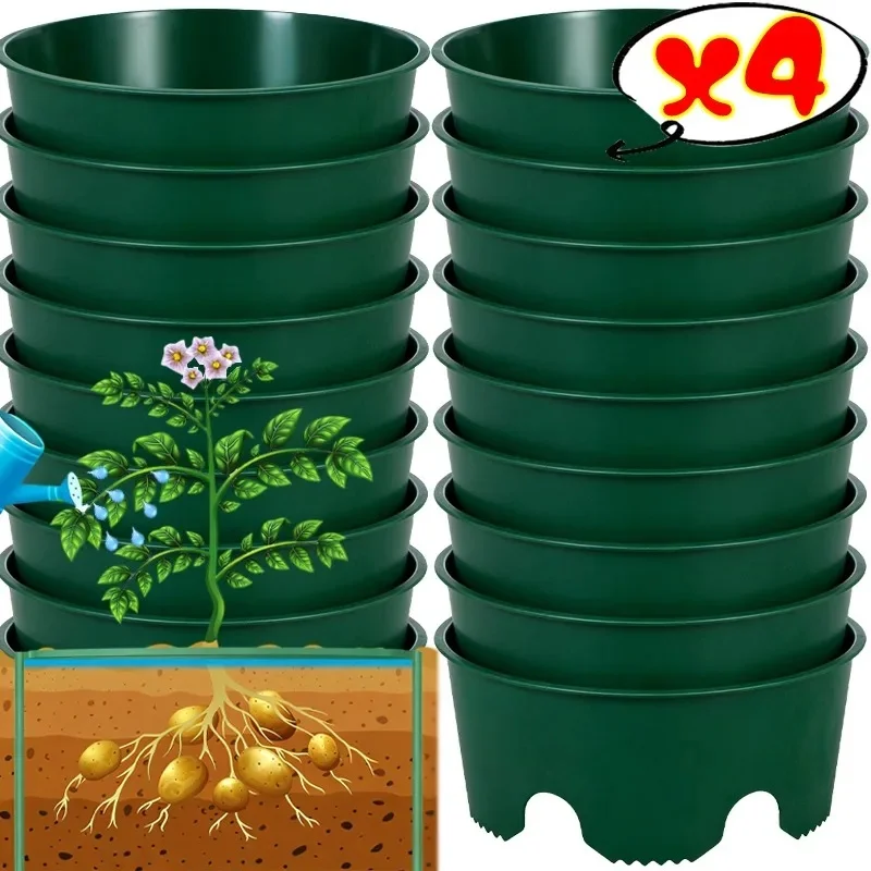 2/4Pcs Outdoor Plant Rings Pest & Rock Separation Edging Protector Support Rings For Veggies Herbs Flowers Deep Watering