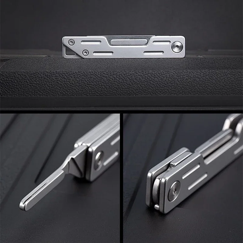 Portable Folding Knife Stainless Steel EDC Keychain Pocket Knife with 10pcs Replaceable Blades Unpacking Craft Cutting Knife Kit