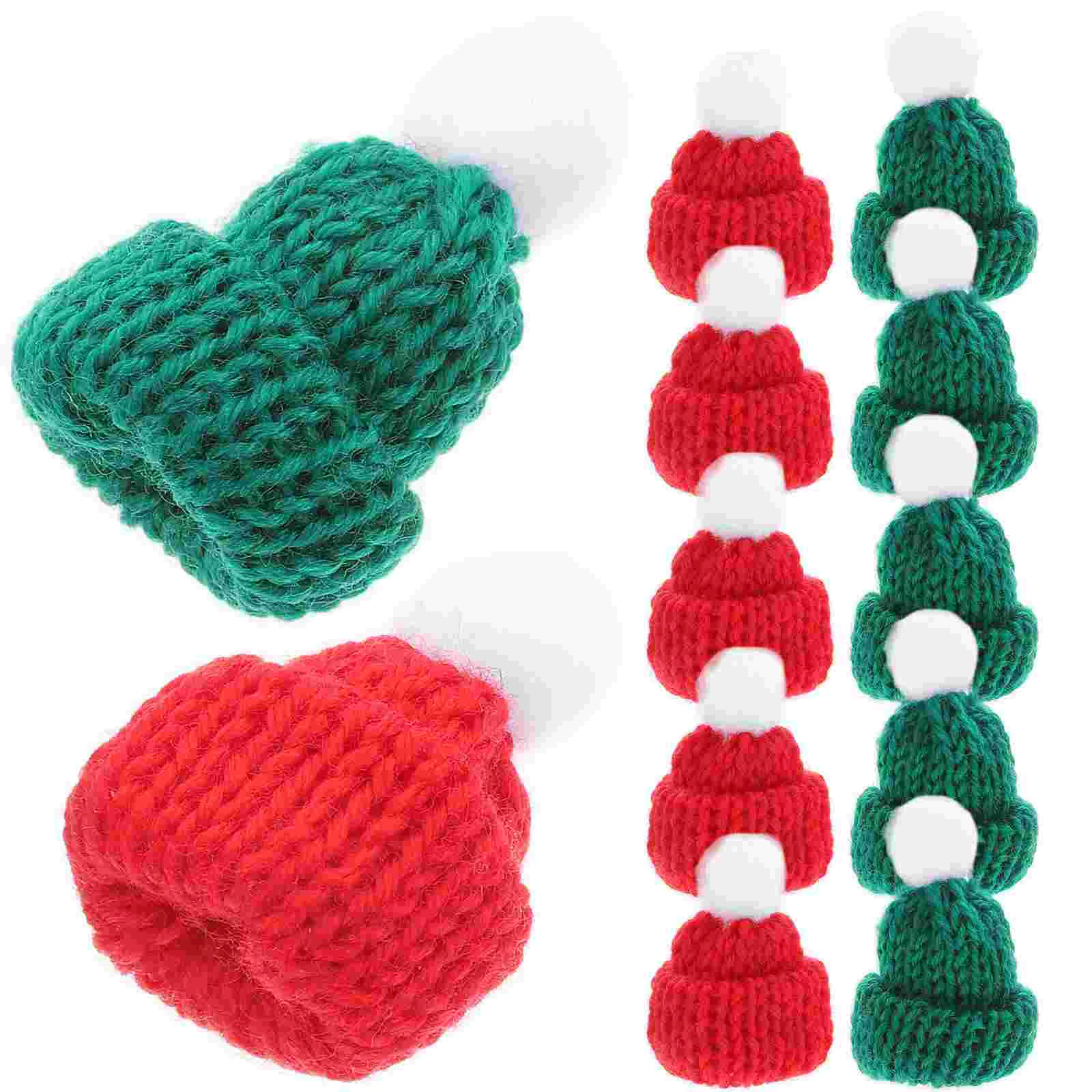 12 Pcs Mini Beanie Compact Bottle Decor Lovely Miniature Hats Decorative Cap