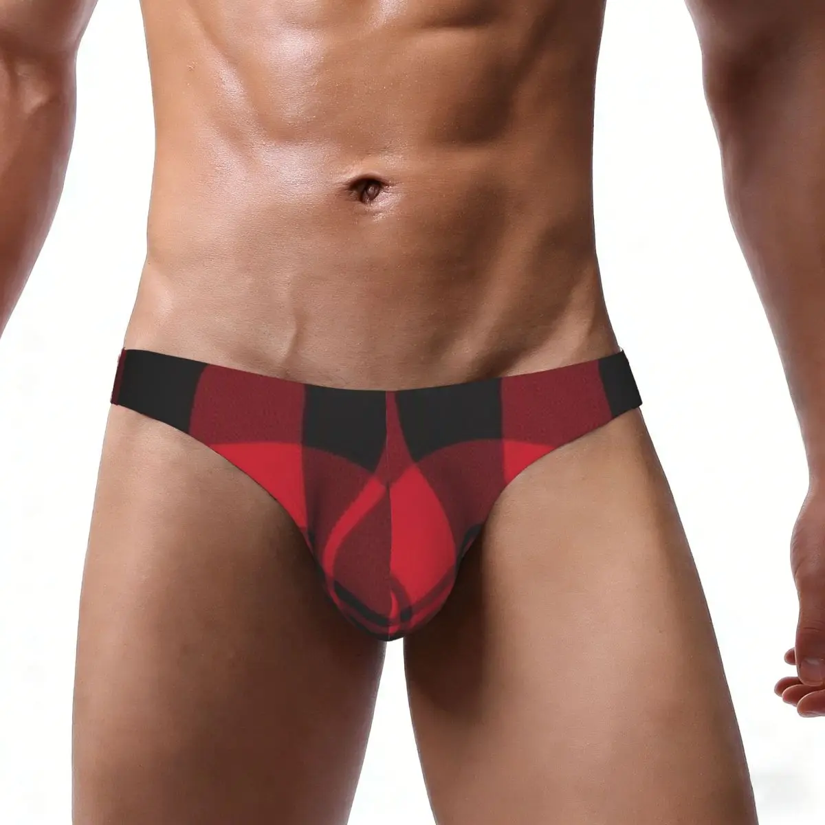 Men's Underwear Briefs Red Plaid Checkered Tartan Sexy Underpants Male Panties Bikini Underwear Ropa Pants