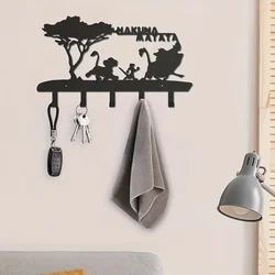 CIFBUY Key Holder Wall Mounted Key Hooks For Wall Decorative With 5 Hooks Black Metal Key Organizer Rack Hanger Iron Art Artwork