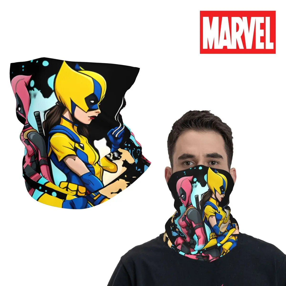 Chic Neon Heroines Bandana Neck Gaiter Motorcycle Club Deadpool & Wolverine Face Scarf Balaclava Cycling Unisex Adult Winter