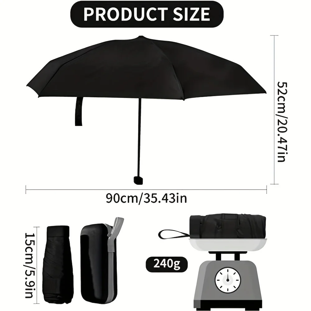 1pc Popular Multi-color Folding Portable Mini Pocket Umbrella, Six-fold Umbrella, Rainy And Sunny Dual-use Umbrella