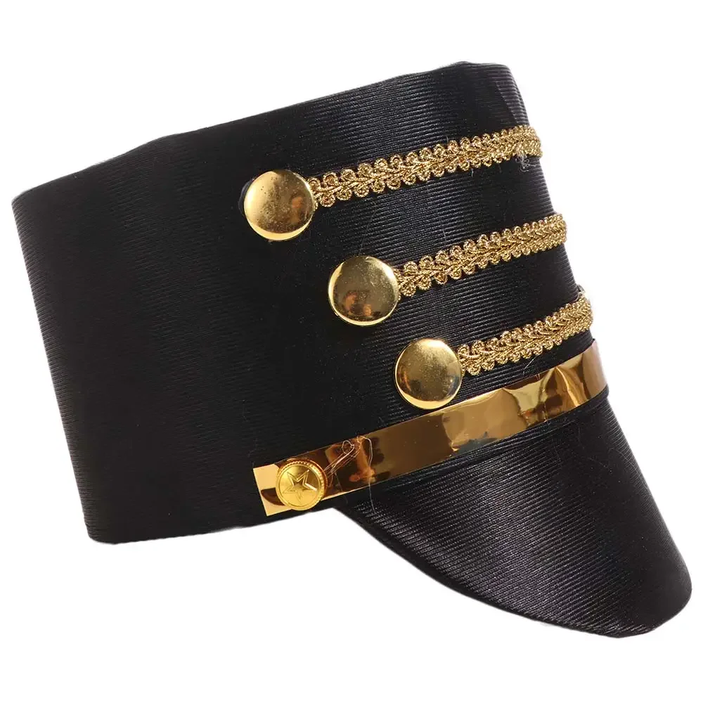 Hat-nutcrackers Marching Band Hat Cosplay Show Gold Trim Strips Drum Major Master Hats Themed Party Photography Soldier Top Cap