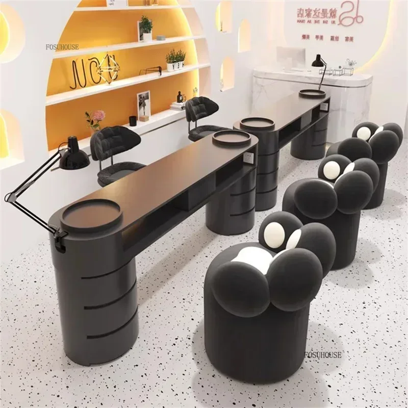 

Professional Manicure Tables Salon Furniture Nordic Simple Nail Table With Vacuum Cleaner Socket Baking Lamp Ins Aesthetic Table