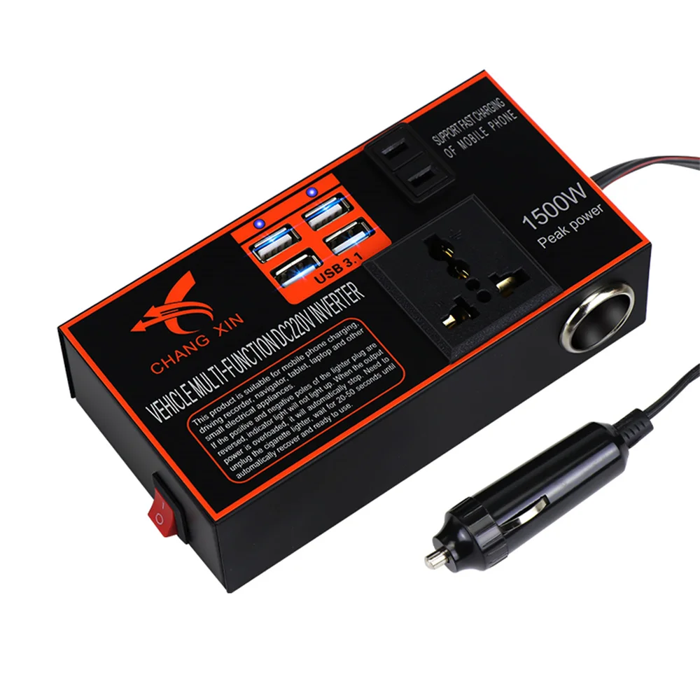 Car inverter 1500W Peak Power Multifunctional Automotive Protection Multiple 12V To DC Inverters Universal 220V