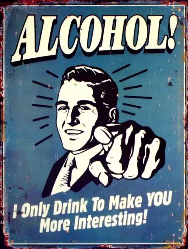 Alcohol, retro vintage style metal sign/plaque man cave shed bar pub-Aluminum