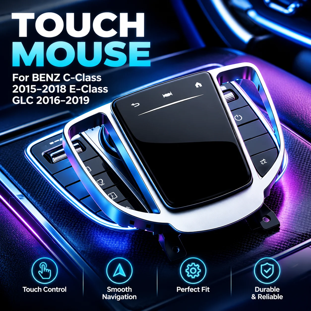 Pavé tactile pour voiture, joystick de commande central Plug and Play, bouton souris tactile pour Mercedes Benz Classe E, Classe C, Classe G, C200L, GLC, E300L, C260L, modification intérieure automobile