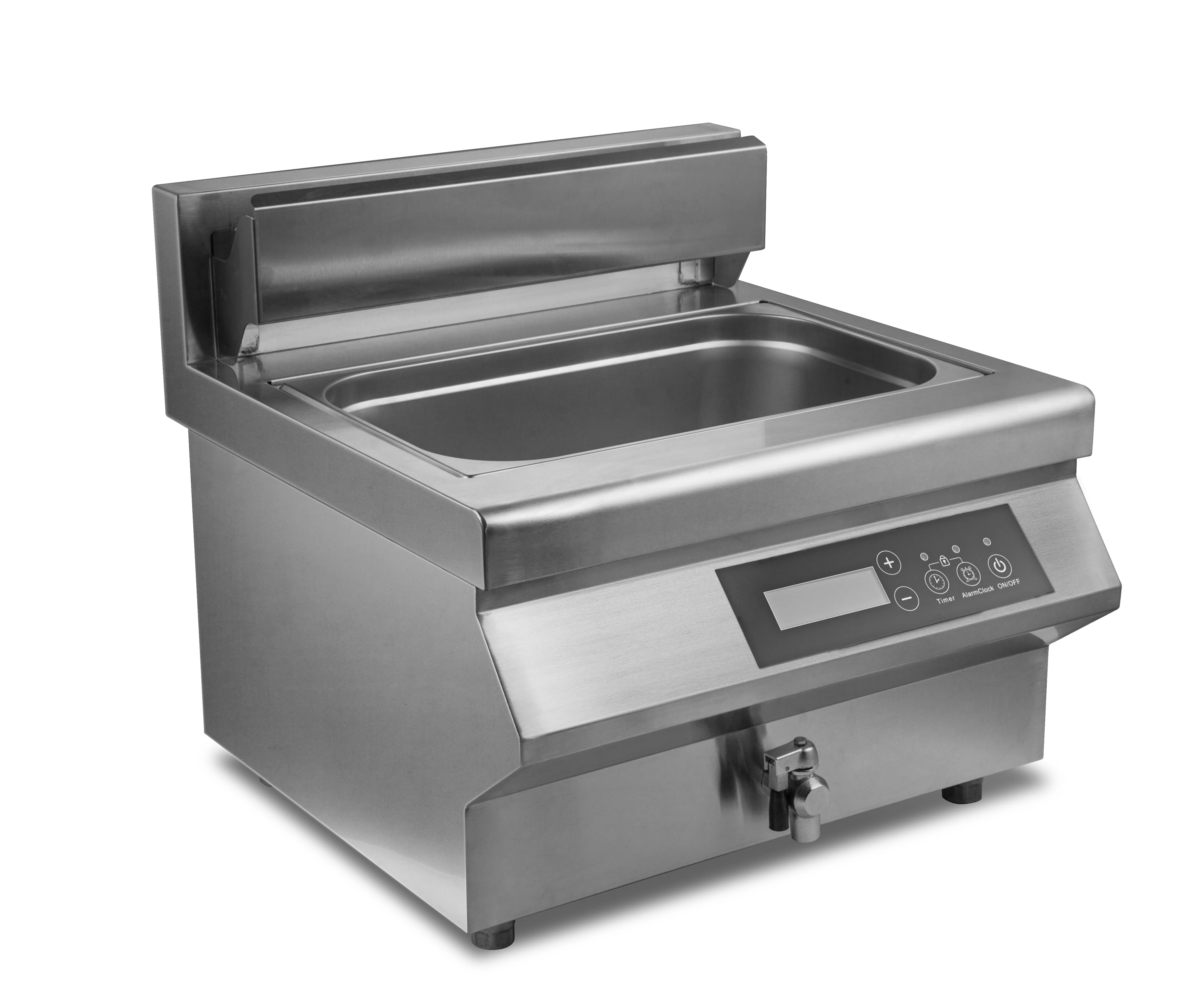 Fritadeira elétrica de indução de grande capacidade 35L Controle de toque com válvula de drenagem de óleo Queimador único para frango frito Crispier