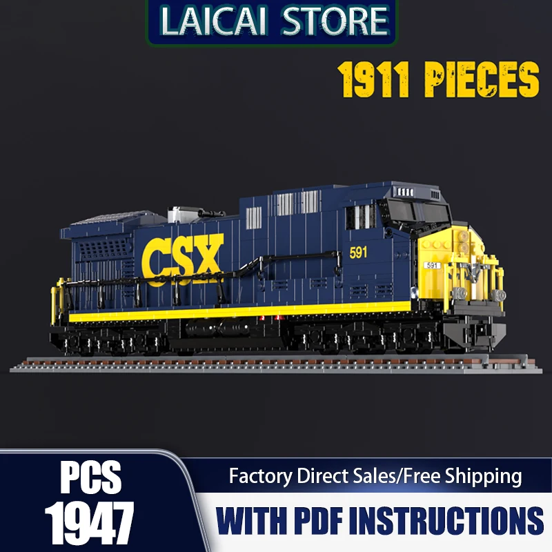 

Train Model Moc Building Bricks CSX 591 GE AC4400CW locomotive Model Technology Modular Block Christmas DIY Toy Holiday Gifts