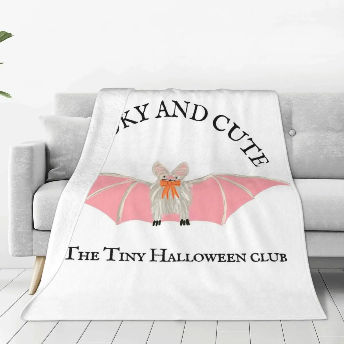 Pink Bat With Bow Tie Halloween By Jemma Jamie Blankets Flannel Sofa Throw Blankets For Couch Bedding Throws Bedspread Quilt