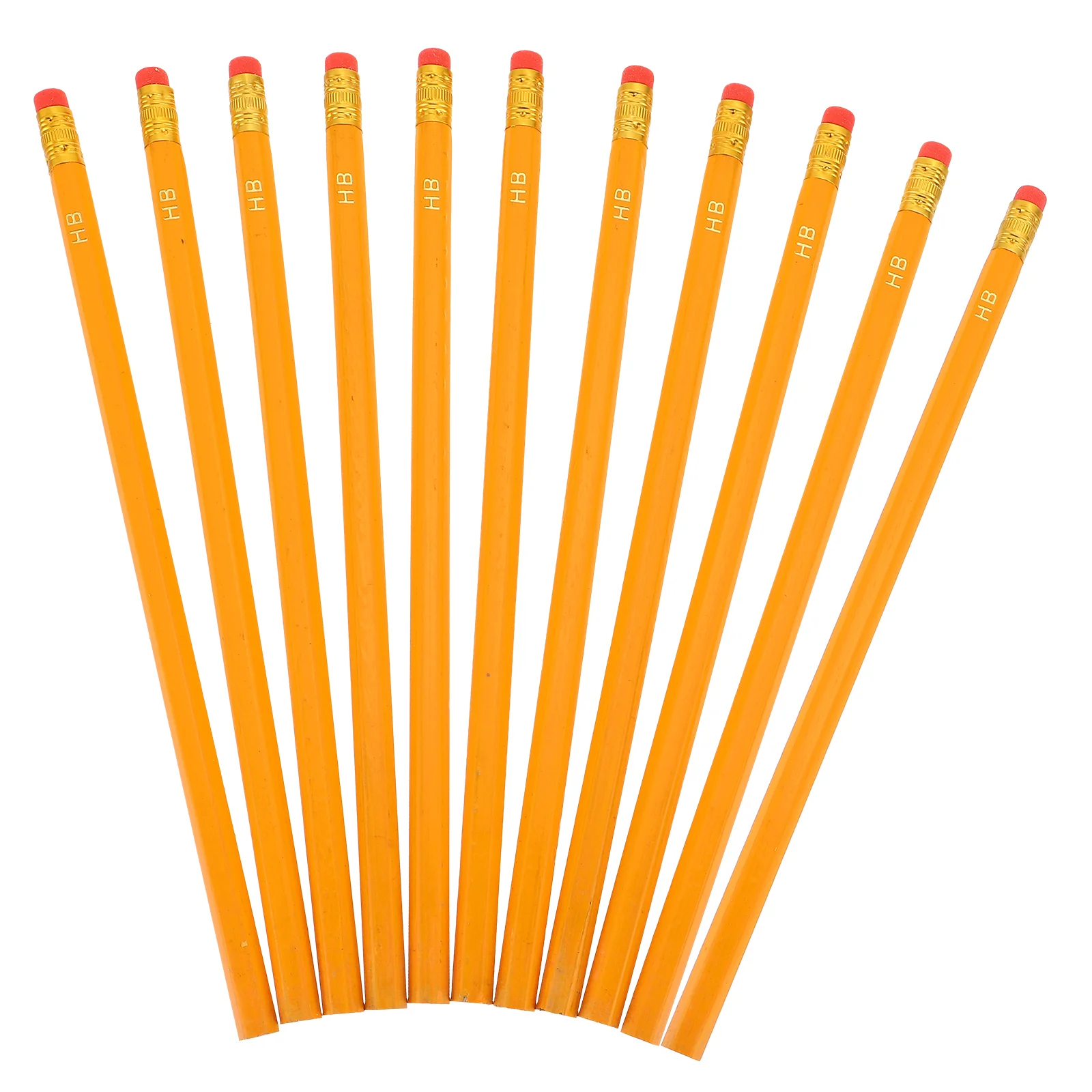 30pcs Yellow Hexagonal Pencils Eraser Tipped Woodcased Students School Writing Supplies Office Gifts High Grade Material Smooth