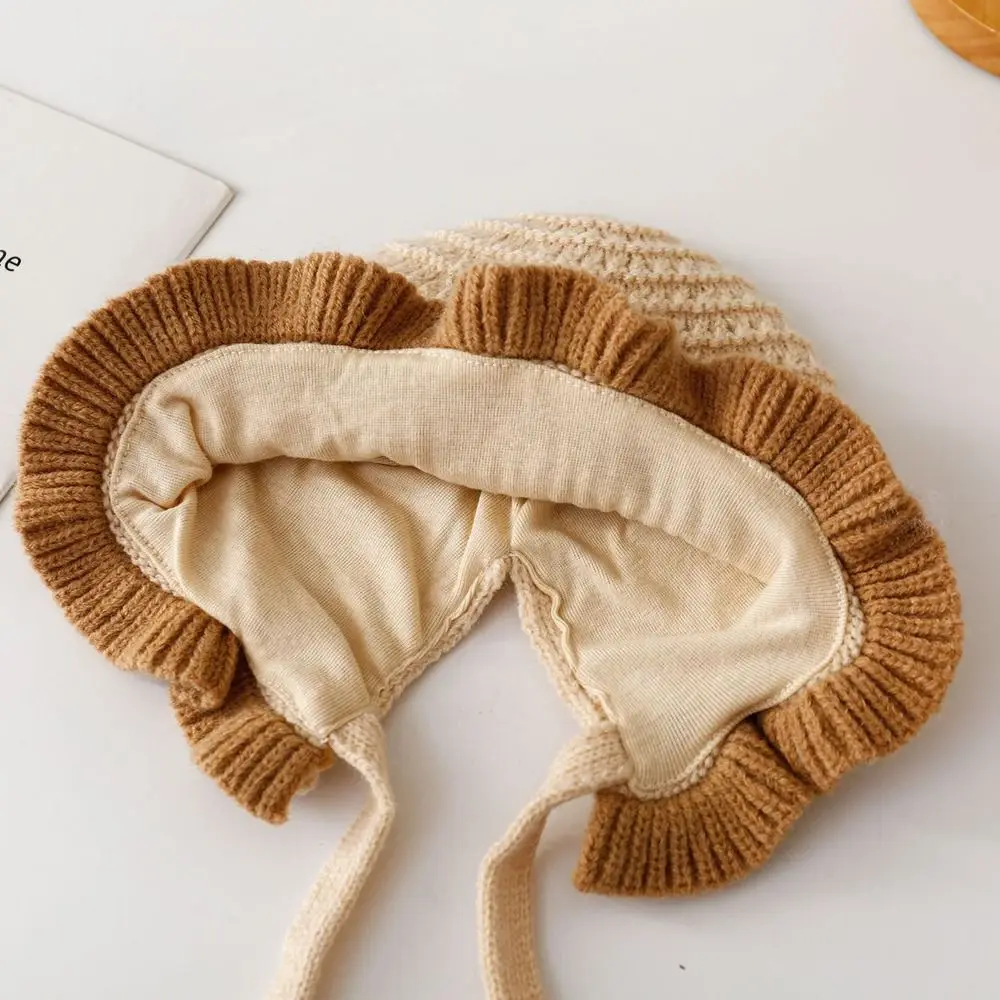 جديد لطيف القبعات الدافئة بلون محبوك هيمينغ قبعات الخريف الشتاء الباردة والدليل على السترة القبعات #3