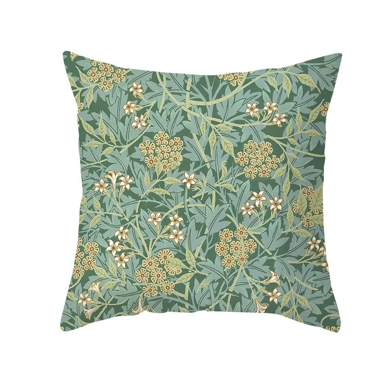 William Morris Style Vintage Floral Cushion Cover Peach Skin Botanical Throw Pillow Case for Living Room Sofa Home Decor 1PC
