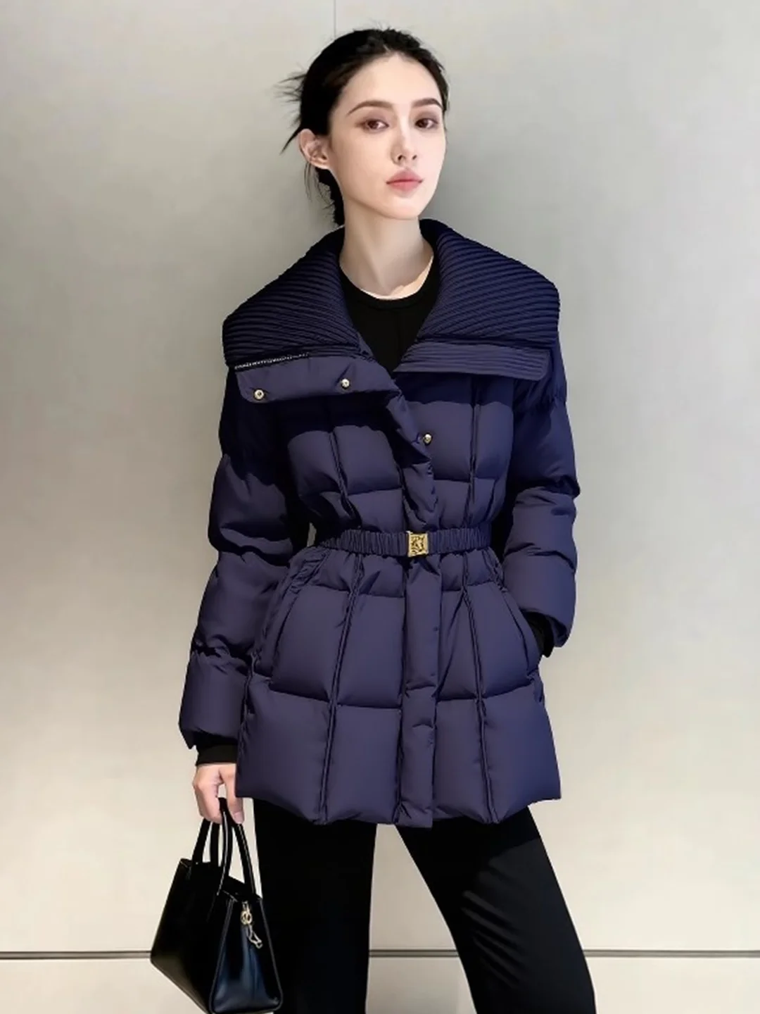 

Sli Mid-Length Women's down Jaet Bury Color 2025 New Winter Thi Outerwear Ele Sle Long Sve Casual Ci Wear