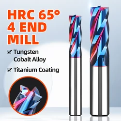 HUHAO Carbide End Mill For Metal CNC Milling Cutter 4 Flutes HRC65 EndMills Tungsten Steel Cutting Tools Spiral Router Bit