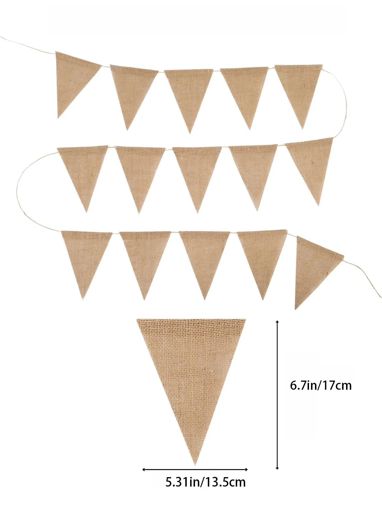 Reusable Linen Triangle Banner - Vintage Burlap Pennant Banner. For party, classroom, school, carnival, Halloween, Christmas, ou