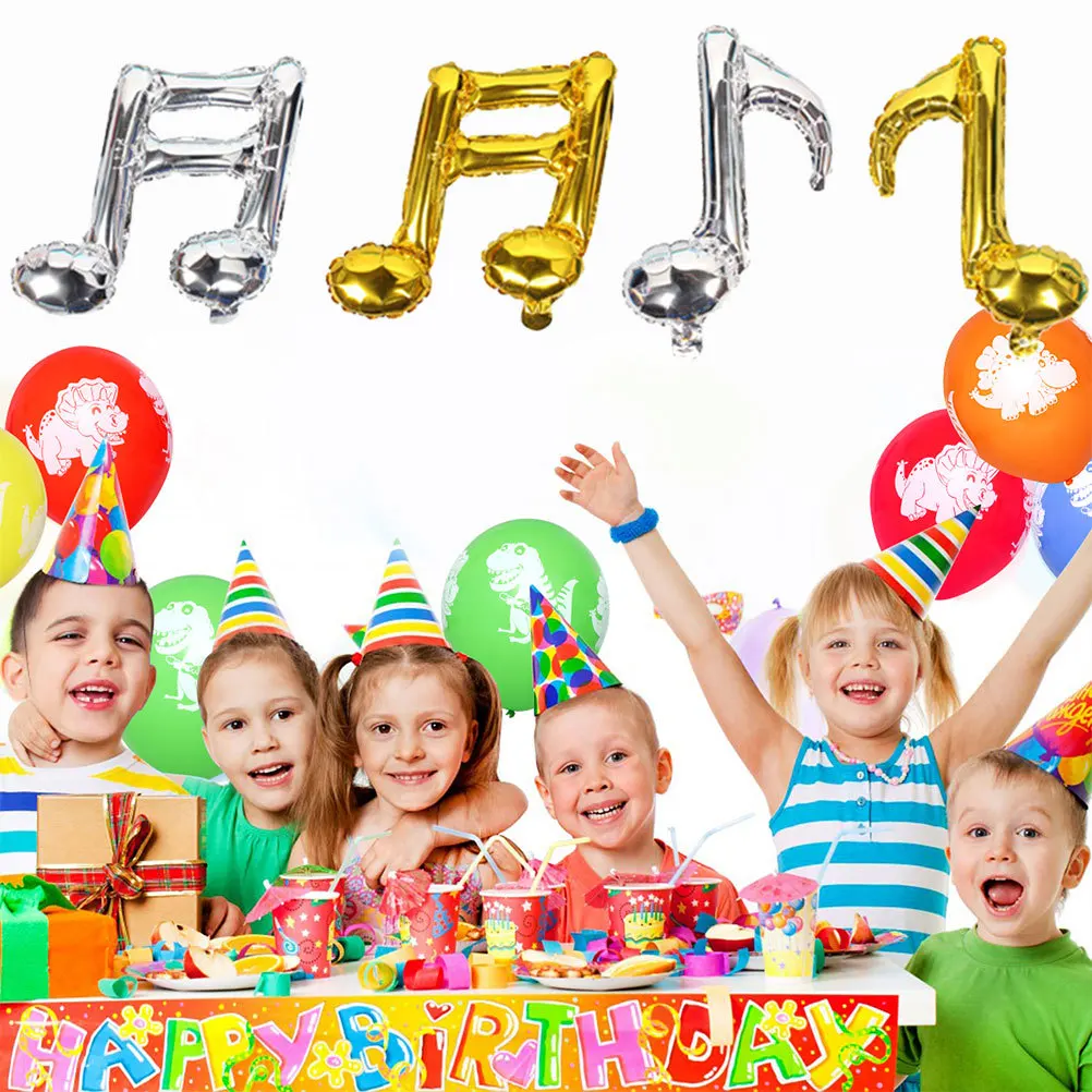 

4Pcs Premium Aluminium Foil Balloons Musical Note Birthday Wedding Party Celebration Decoration Balloons Gold Silver Notes