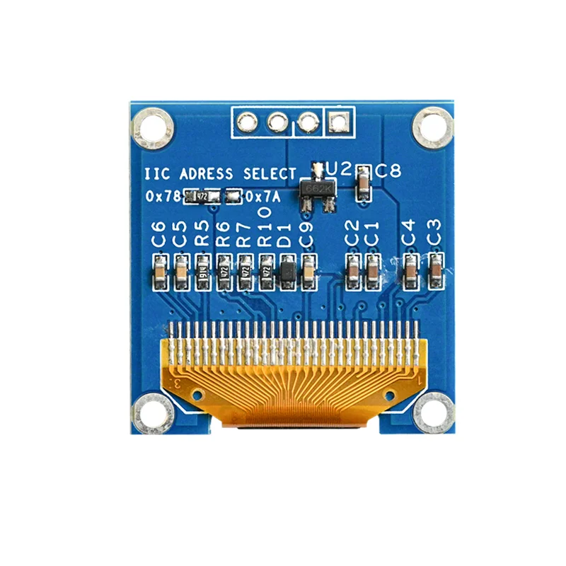 Módulo de exibição OLED de 0,96 polegadas, resolução 128*64, driver SSD1306, módulo de tela LCD, interface IIC, 4 pinos, 3,3 V