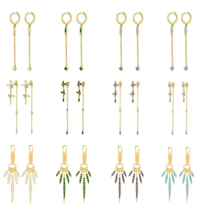 

925 Sterling Silver Needle Boutique Color Tassels Pendant Hoop Earrings for Women 2023 INS Fashion Female Charm Earrings Jewelry