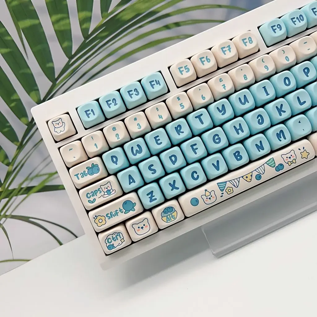 Imagem -03 - Blueberry Urso Temático Keycap 138 Teclas Material Pbt Sublimação Adaptável ao Teclado Mecânico Moa Ciclismo Bonito