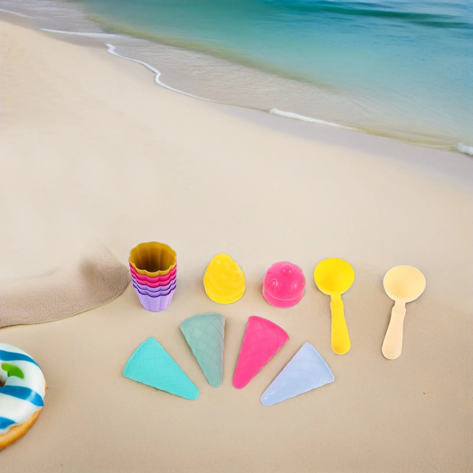 

Набор из 3 предметов: Детский пляжный набор для игр с песком в виде рожков для мороженого, креативная лопатка для мороженого, лопатка для игр с песком на открытом воздухе, игрушки-рожки, пластиковые пляжные игрушки