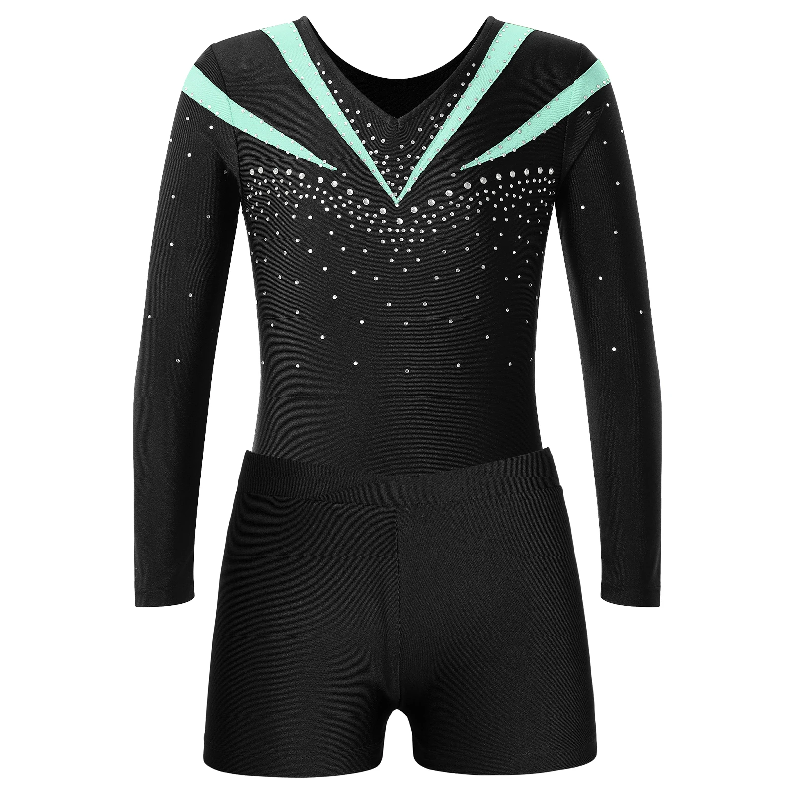 Kids Girls Ballet Gymnastics Leotards with Shorts Children Ballet Dance Outfits Dancewear Sets for Yoga Unitard Skating Jumpsuit