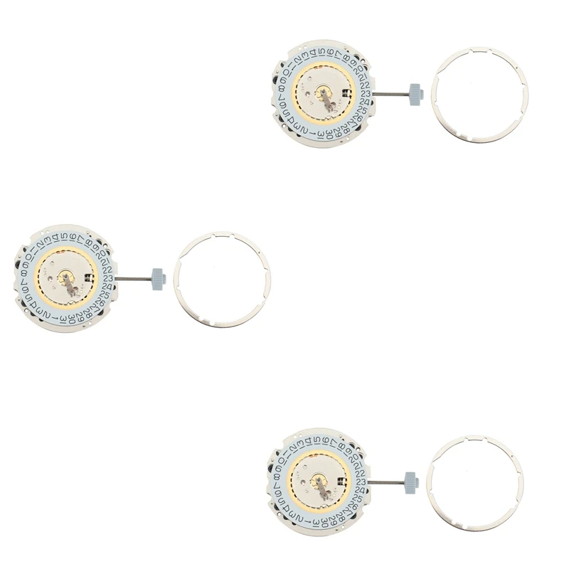 3X Ronda 705-3 705 Quartz Watch Movement With Date Display One Jewel Plus Battery Inside Standard Watch Movement