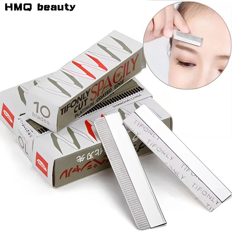 50/10pcs Professional Eyebrow Trimmer Blades Stainless Steel Face Hair Remover Replaceable Razor Beauty Salon Makeup Tools