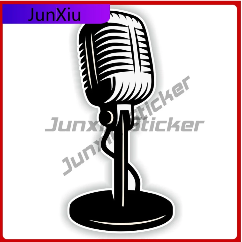 

Cartoon Microphone Vinyl Pictures Stickers Graphic Suv Custom Waterproof Decals For Car Decoration Guitar Accessories Bumper Suv