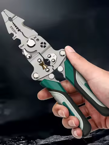 Foldable wire stripper, pulley design multi-function electrician wire splitter wire winding pliers crimping pliers hand tool