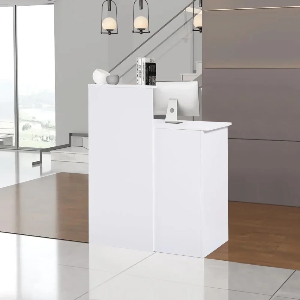 مكتب استقبال مع عداد، مكتب أمامي صغير مع درجين قابلين للقفل، فتحات إدارة الكابلات، طاولة مضادة لردهة الصالون والمكتب والمنزل