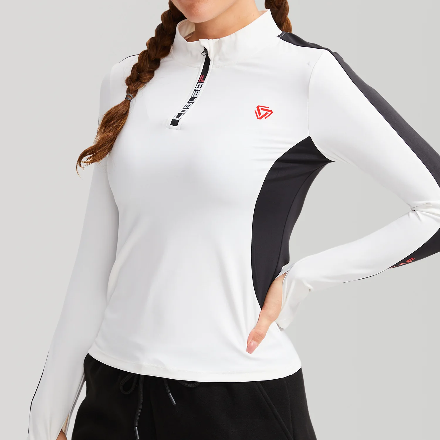 Ultraleichtes Eisseide-Laufshirt für Damen mit langen Ärmeln für heiße Wetterbedingungen, atmungsaktives Golf-Kühlshirt mit halber Ärmellänge – Detail 3
