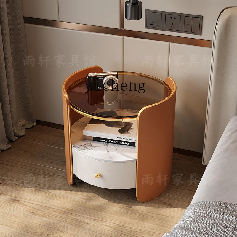ZC simple modern round home bedroom new light luxury high sense master bedroom storage bedside cabinet