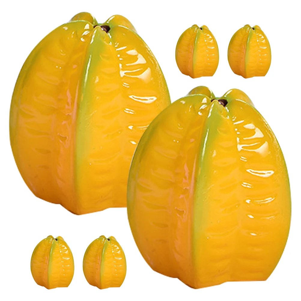 

6 Pcs Simulated Star Fruit Artificial Decor Decorative Fruits Fake Lifelike Resin Mini Realistic