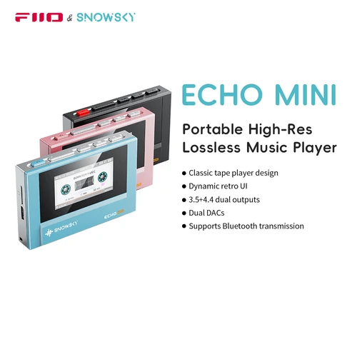 SnowSky/FiiO Echo Mini reproductor de música pura MP3 Bluetooth HiFi, reproducción de 15 horas, salida de auriculares de 3,5 mm/4,4 mm