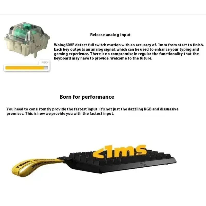 【New】Wooting 60HE+ Keyboard Magnetic Switch 61 Keys Wired Hot Swap RGB PBT CSGO FPS Esports PC Gaming Keyboard Office Custom Gif
