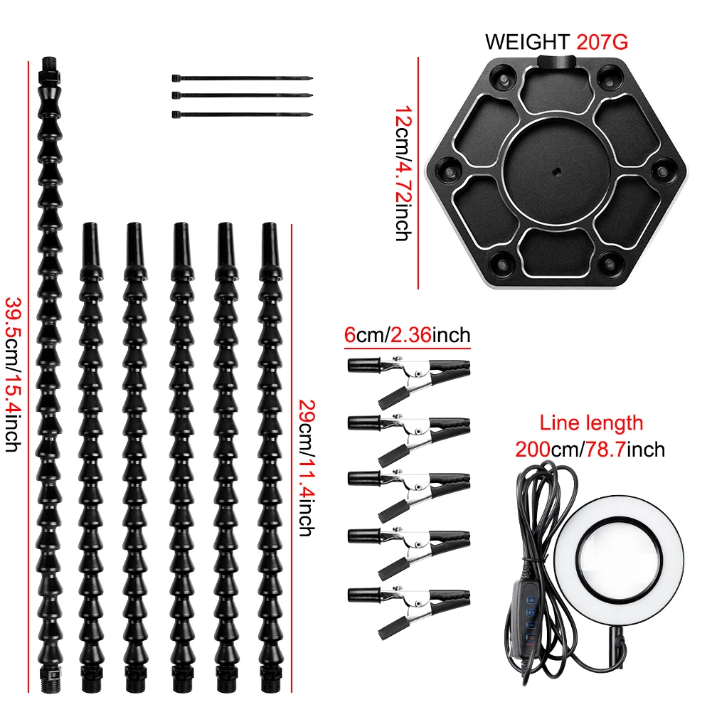 NEWACALOX Third Hand Soldering PCB Holder Tool Helping Hands Crafts Hobby Welding Station USB DC Cooling Fans 6pc Flexible Arms